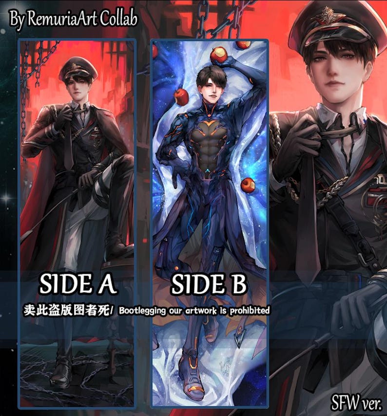 Caleb Body pillow Ultimate Weapon X-02 Dakimakura Love and Deep Space Fan art Fan made pillow case Legit Anime fan merch image 2