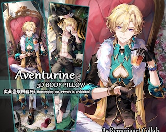 Aventurine 4K Ultra High Resolution Body Pillow Star Rail Male Daki 2 Way Tricot 3D Chest Fan Made- High Quality