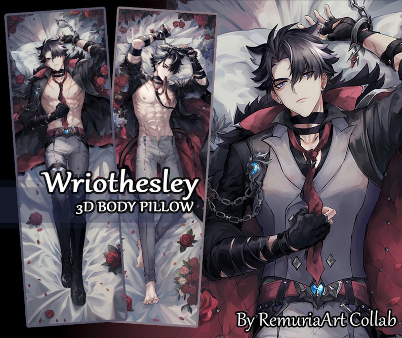 Wriothesley Body Pillow Genshin Impact Male Daki 2 Way Tricot 3D Chest Fan Made High Quality image 1