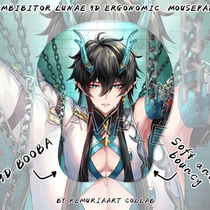 DanHeng Imbibitor Lunae Ergonomic 3D man chest mousepad support pad Gaming pad Honkai Star Rail Fan art Fan Made merch Light Cone chained