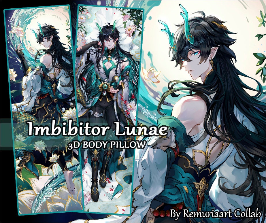 Imbibitor Lunae/ Dan Heng Body Pillow Honkai Star Rail HSR Male Daki 2 Way Tricot 3D Chest Fan Made- High Quality
