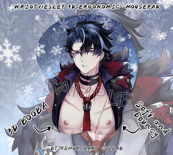 Wriothesley Oppai マウスパッド 人間工学に基づいた3D男性アニメ原神
