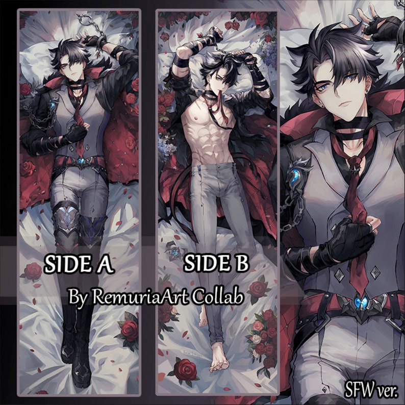 Wriothesley Body Pillow Genshin Impact Male Daki 2 Way Tricot 3D Chest Fan Made High Quality image 2
