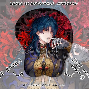 Blade Oppai Mousepad Ergonomic 3D Honkai: Star Rail Blade  High quality Japanese 2 Way Tricot  Fan Art Fan made merch Pre-Order