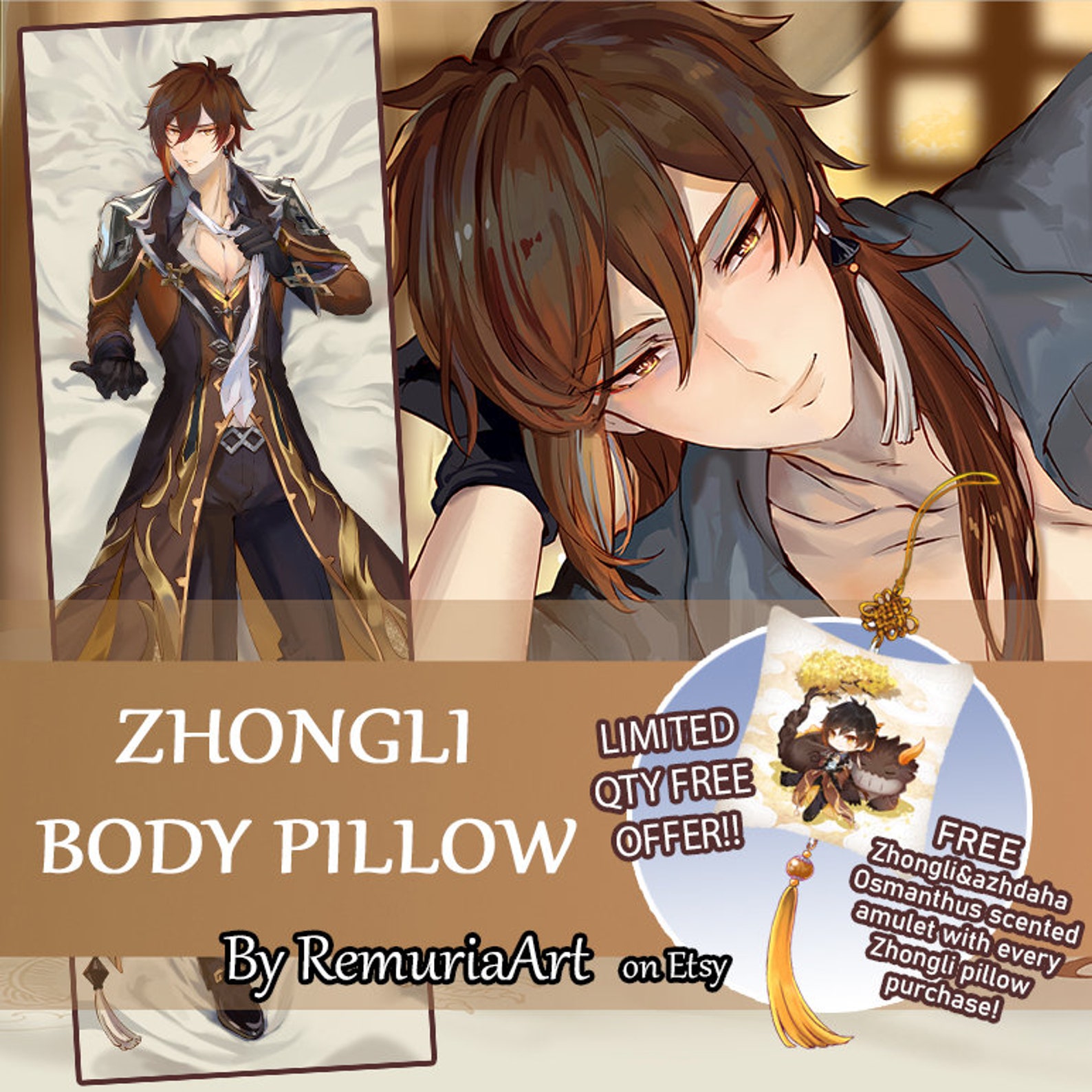 ZHONGLI Body Pillow Cover Genshin Impact Fan Art NSFW - Etsy Singapore