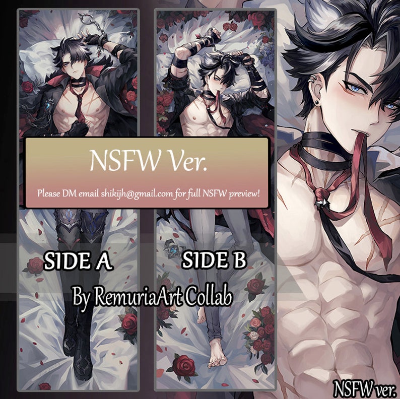 Wriothesley Body Pillow Genshin Impact Male Daki 2 Way Tricot 3D Chest Fan Made High Quality image 4