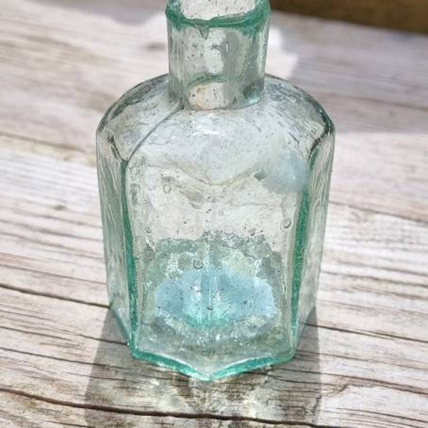 Genuine Victorian Antique Stunning clear Ink Well Gift Shear Top Bubble Glass #4