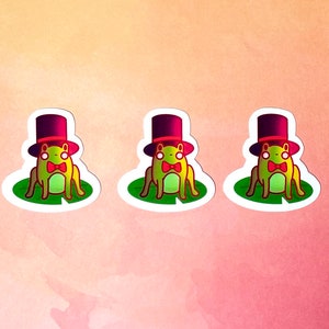 Frog In Top Hat Set De 3 Autocollants vinyle