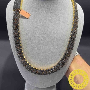 18 mm Czarny łańcuszek kubański z diamentami i moissanitem VVS1 | 925 lite srebro | Srebro | Łańcuszek kubański z ogniwami | Specjalne zamknięcie pudełkowe