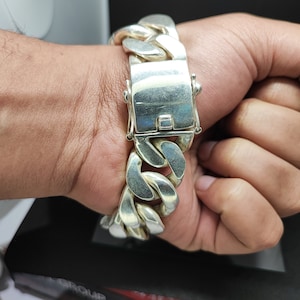 Sterling Silver Cuban Link Bracelet Cuban Chain Heavy 925 Silver