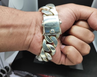 23mm Sterling Silver Cuban Link Bracelet, Cuban Chain, Heavy 925 Silver Men&#39;s Bracelet, Gift for him , Cuban bracelet men, men&#39;s bracelet
