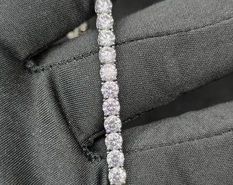 VVS1 Moissanite Diamond double raw Bracelet 925 Silver Hip Hop Men's Prong tennis Bracelet Moissanite Iced out 4MM ,Best Gift For Him & Her