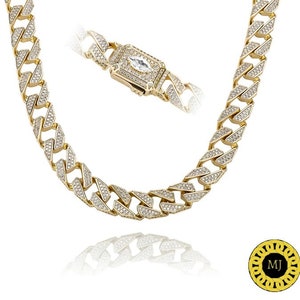Ciężki solidny 925 srebrny męski łańcuszek VVS1 Moissanite z diamentami, łańcuszek Icedout Rapper, szerokość 12 mm, zapięcie pudełkowe jakości Marquise