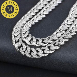 8 MM | Łańcuszek VVS Moissanite z diamentami i ogniwami kubańskimi | Hip Hop Miami Cuban | Łańcuszek Iced Out Cuban | Certyfikat GRA | Naszyjnik Moissanite Cuban