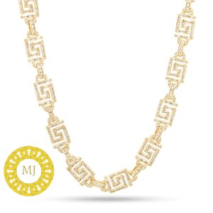 VVS1 Prawdziwe diamenty Moissanite Pass Tester | Miami Baguetta Greek Key Unique Chain | 10 mm 16-28” | Wysokiej jakości naszyjnik HipHop z zapięciem pudełkowym