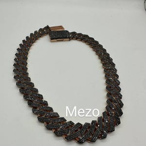 20 mm Czarny łańcuszek kubański z diamentami i moissanitem VVS1 | 925 lite srebro | Srebro | Łańcuszek kubański z ogniwami | Specjalne zamknięcie pudełkowe