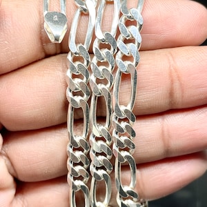 Figaro Silver Chain, Figaro 925 Sterling Silver Necklace, Thick Silver Necklace, Classic Sterling Silver Necklace, 6 mm Chain