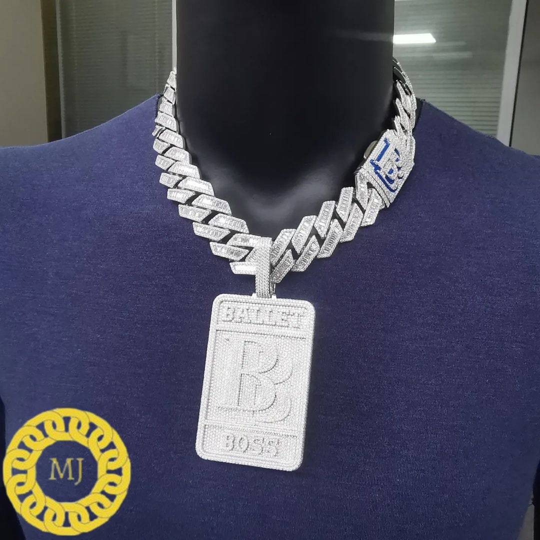 14k White Gold Plated Over Pendant, Custom Sized Diamond Pendant, Capital Custom Letters