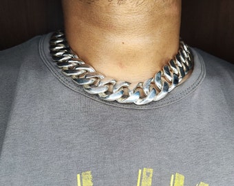 25mm Cuban link chain Men&#39;s Heavy Solid 925 Sterling Silver Miami Cuban Link Chain,wide 18&quot;-30&quot;Inch with Fine quality Box Clasp,Gift for him