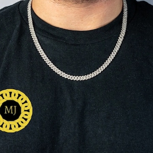 6 mm VVS Moissanite Diamond Prong Link Chain Naszyjnik z ogniwami kubańskimi ze srebra próby 925 Certyfikat GRA Tester diamentów VVS Clarity D Color Pass