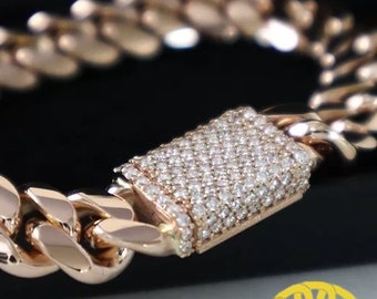 10 MM | VVS Moissanite Diamond Cuban link Bracelet | Hip Hop Miami Sterling Silver Cuban Chain | Icedout Moissanite Box Lock Cuban Bracelet