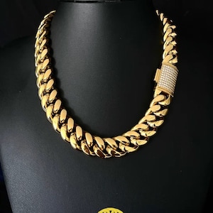 Solidny łańcuszek ze srebra próby 925, męski, ciężki, 18 mm, naszyjnik Miami Cuban Link, Ice Out Lock Hip Hop, kamień jakości VVS, zapięcie pudełkowe