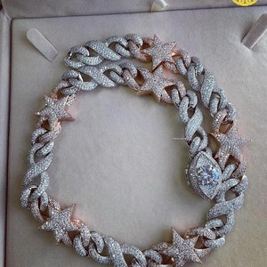 15 mm łańcuszek z Moissanite Infinity Star/łańcuszek z zawieszką z diamentami Cuban Infinity/łańcuszek z zawieszką z diamentami Hip Hop Star Infinity dla mężczyzn/biżuteria Hip Hop/prezent