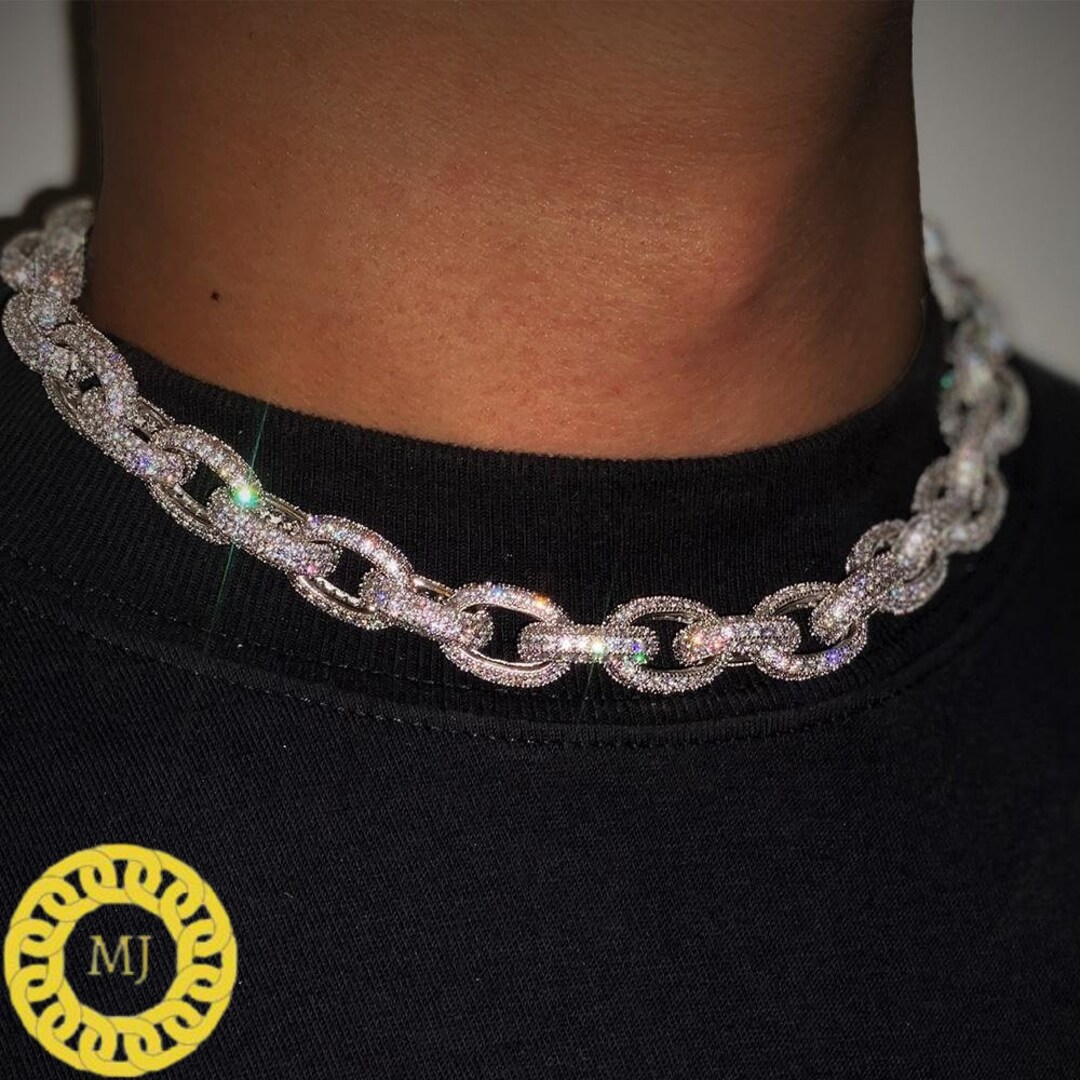 12MM Rolo Cuban Chain | 14K Yellow Gold Finished in 925 Solid Silver ...