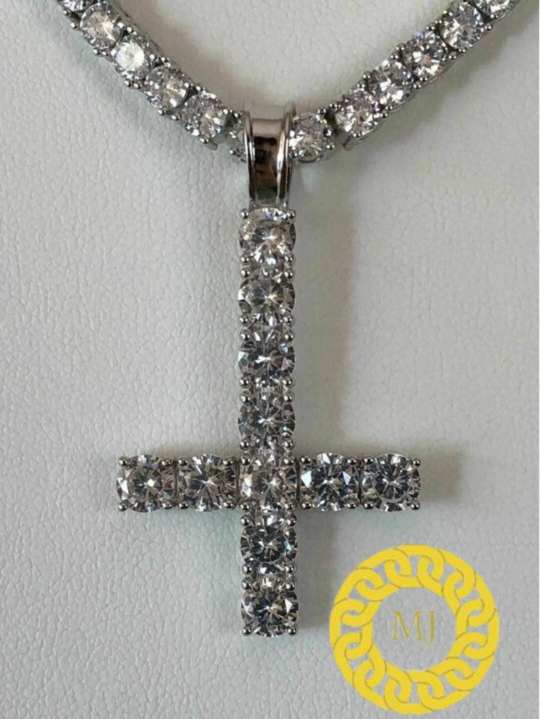 5 MM VVS Moissanite Diamond Cross Pendant Upside Down Cross