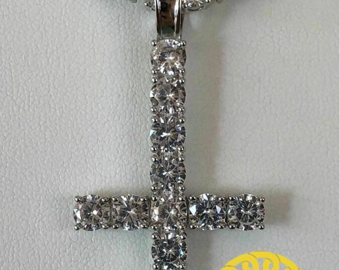 Orecchini A Croce Rovesciata Con Zirconia - Argento 925/Placcato Oro 18K - Gioielli Satanici Simbolo San Pietro - 5
