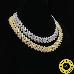 Ciężki solidny 925 srebrny męski łańcuszek VVS1 Moissanite z diamentami zdobiony kubańskimi, łańcuszki Icedout Rapper, szerokość 16 mm, wysokiej jakości zapięcie pudełkowe