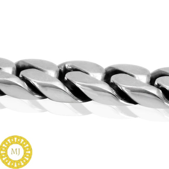 8 " Da Uomo Solido 925 Argento Sterling Miami Collegamento Cubano - Foto 6