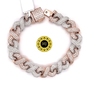 Bransoletka Ice VVS Clarity Moissanite Infinity Rapper, solidna bransoletka 14 mm, łańcuszek z ogniwami kubańskimi Iced Out, bransoletka z diamentami Iced Out, biżuteria hip hopowa