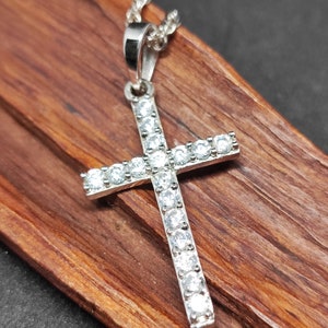 Men&#39;s or Women&#39;s MOISSANITE Solid 925 Sterling Silver Tennis Cross Pendants, Moissanite Cross,Super shining cross!! PASSES DIAMOND Tester!!!