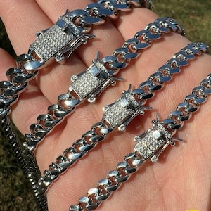 Cuban Curb Link Chain |Rapper Chain|925 Solid Sterling Silver| VVS1 Quality Moissanite | Passes Diamond Tester| Icedout Box Clasp | 5-10.5MM