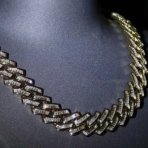 VVS1 Baguette Moissanite Diamonds Pass Tester | Miami Cuban Chain | 18 mm 16-28” Fine Quality Box Clasp | Naszyjnik HipHop|HeavyCuban Necklace