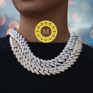 20 mm gruby łańcuszek z ogniwami kubańskimi z moissanitu Iced Out I Wysoka jakość I Platerowany 14-karatowym złotem I Ciężki | Kolor VVS1 D Certyfikat GRA | Prezent dla niego