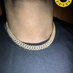 10 mm VVS Moissanite Diamond Prong Link Chain Naszyjnik z ogniwami kubańskimi ze srebra próby 925 Certyfikat GRA Tester diamentów VVS Clarity D Color Pass