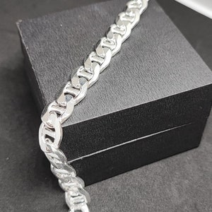 925 solid silver Mariner Bracelet , Mariner Link Bracelet, 11MM Width, Lobster Clasp, Adult Bracelet,C Cuban Bracelet