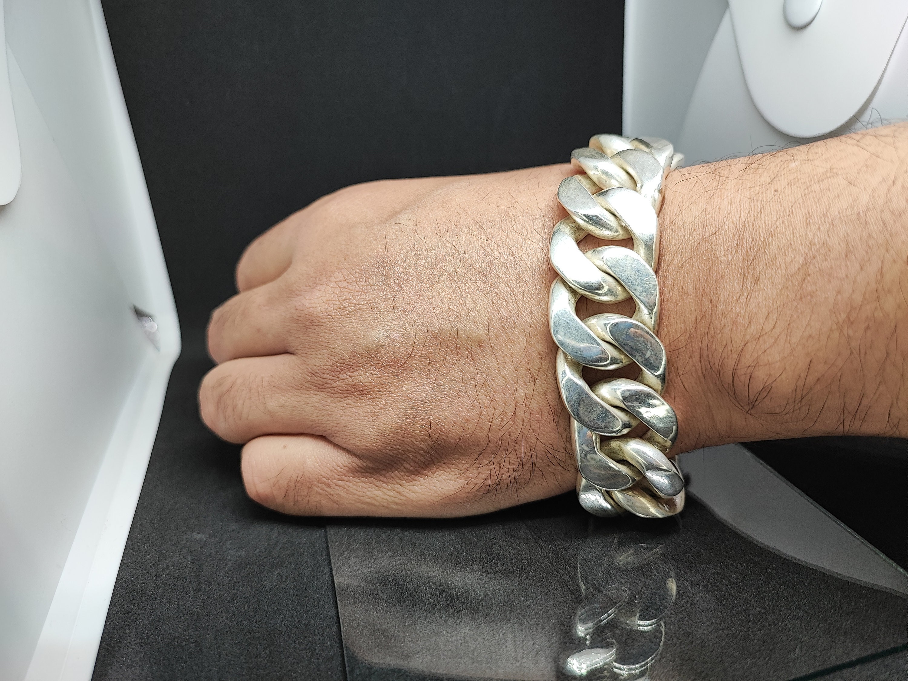 Chriscoco Set Di 4 Bracciali Uomo In Acciaio Inossidabile 316L - Catena Cubana, Larghezze Diverse, Ipoallergenico - 2