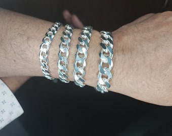 Cuban Bracelet ,Men's Women's Real Solid 925 Sterling Silver Miami Cuban Box Lock Bracelets 8mm - 13mm, 6" to 9", Heavy Tight Link
