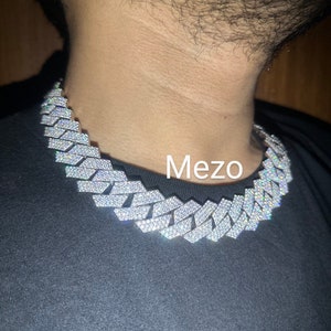 Ciężki solidny 925 srebrny męski VVS1 Moissanite Diamentowy łańcuszek kubański, trzy rzędy łańcuszków Icedout Rapper, szerokość 26 mm, wysokiej jakości zapięcie pudełkowe