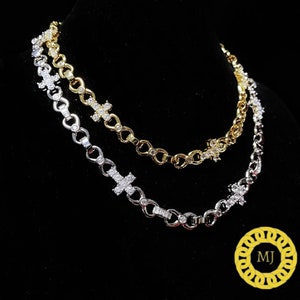 Naszyjnik z krzyżem 8 mm | Łańcuszek z diamentowym krzyżem VVS Moissanite | Łańcuszek hip-hopowy | Łańcuszek rapowy Iced Out | Certyfikat GRA | Naszyjnik z moissanitem