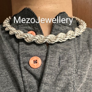 Heavy 925 Silver Twisted Rope Chain - Mens Silver Rope Chain Necklace - Mens Necklace - 16mm Silver Chain - Rapper Thick Chain Men&#39;s Jewelry