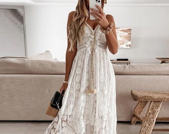 White Bohemian Dress - Etsy