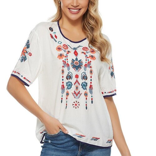 Floral Embroidery Blouse Vyshyvanka Boho Chic Blouse - Etsy