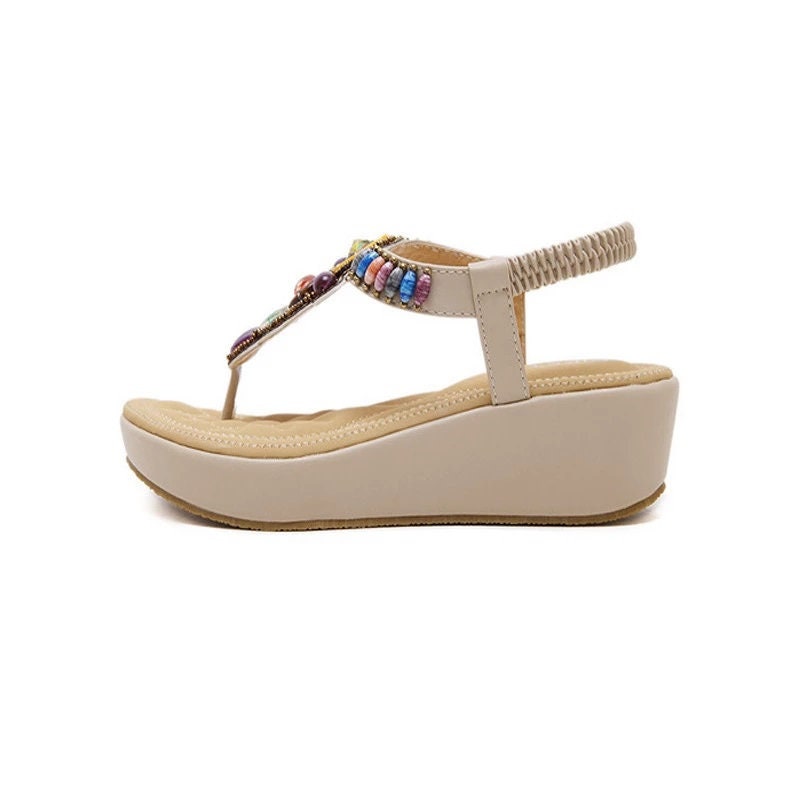 Women Boho Sandals Handmadegreek Sandals Crystal Bead Flat - Etsy