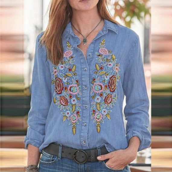 Floral Embroidery Blouse Vyshyvanka Boho Chic Blouse - Etsy