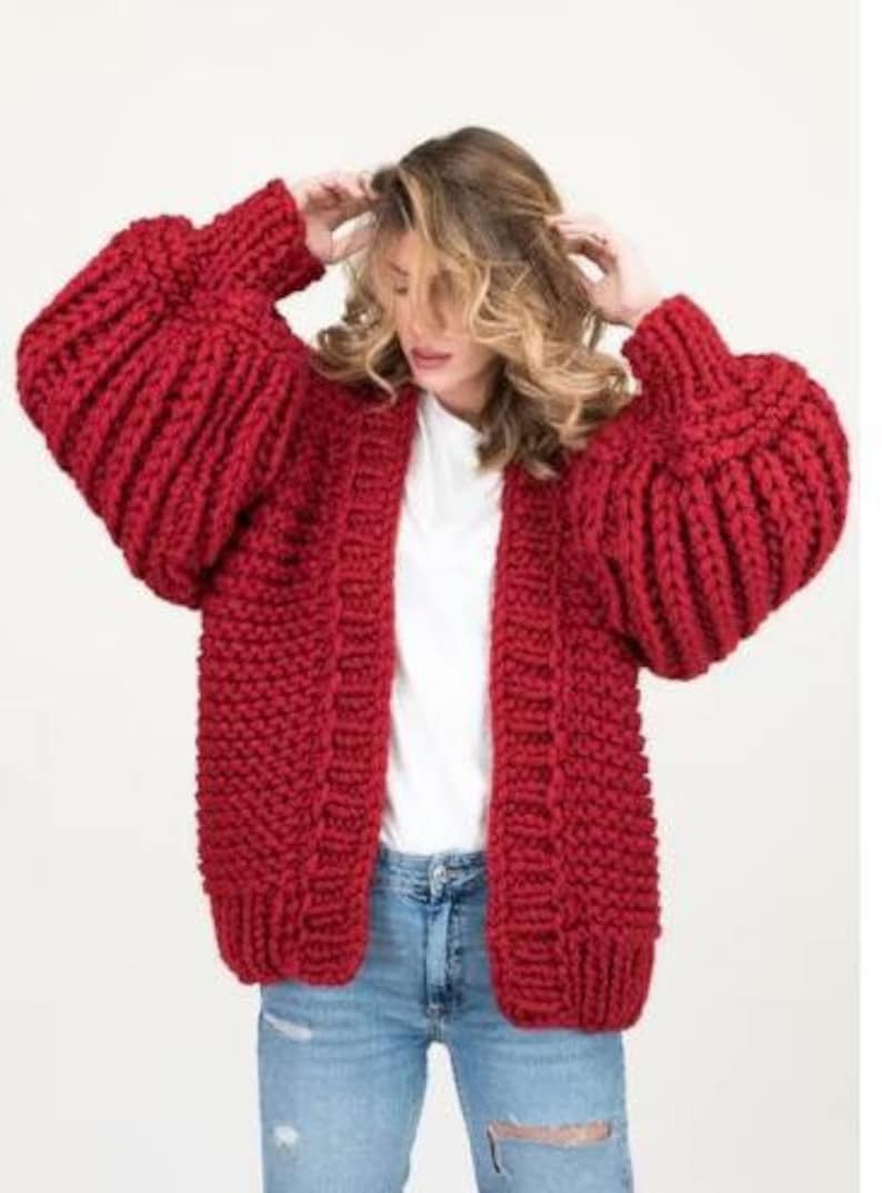 Cardigan Sweater Stylish Hand Knitted Cardiganbraided Etsy