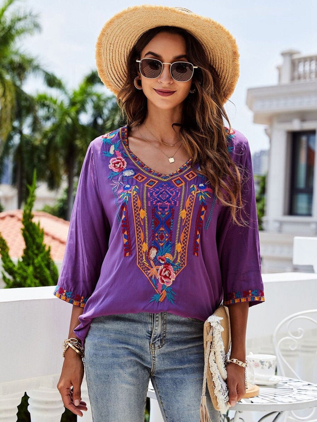 Blusa de bordado floral Vyshyvanka Blusa Boho chic - Etsy